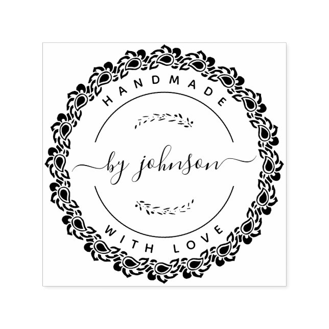 Handgefertigt mit Liebe Rustikale Selbstfärbung Br Permastempel (Design)