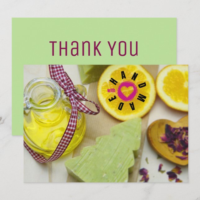 Handgefertigt mit Liebe Soap Maker Weihnachtsbaum  Dankeskarte (Vorne/Hinten)