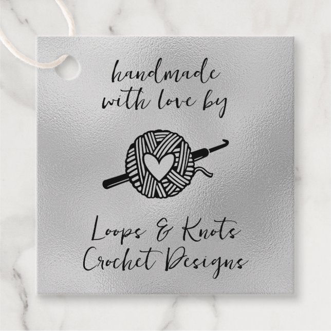 Handgefertigt mit Liebe Square Geschenkanhänger (Vorderseite)