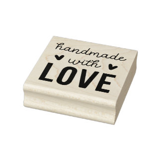 Handgefertigt mit Liebe Square Holzkunst Briefmark Gummistempel