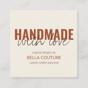 Handgefertigt mit Liebe übergroße Typografie Creme Quadratische Visitenkarte