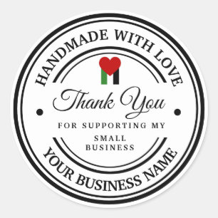 handgefertigt mit Liebe   Unterstützung Palästinas Runder Aufkleber