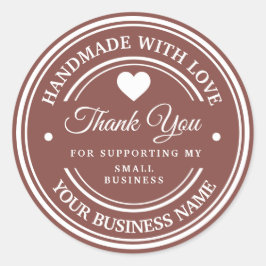 Handgefertigt mit Liebe | Vielen Dank für Ihr klas Runder Aufkleber