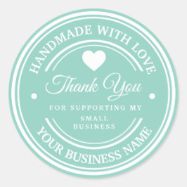 Handgefertigt mit Liebe | Vielen Dank für Ihr klas Runder Aufkleber