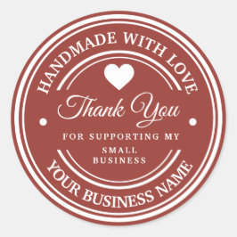 Handgefertigt mit Liebe | Vielen Dank für Ihr klas Runder Aufkleber