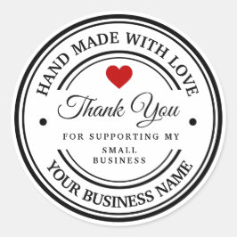 handgefertigt mit Liebe | Vielen Dank Runder Aufkleber