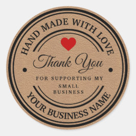 handgefertigt mit Liebe | Vielen Dank Runder Aufkleber
