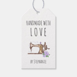 Handgefertigt mit Liebe Vintage Nähmaschine  Geschenkanhänger