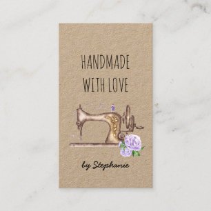 Handgefertigt mit Liebe Vintage Nähmaschine Visitenkarte