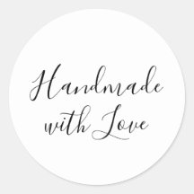Handgefertigt mit Liebe | Weißer Aufkleber