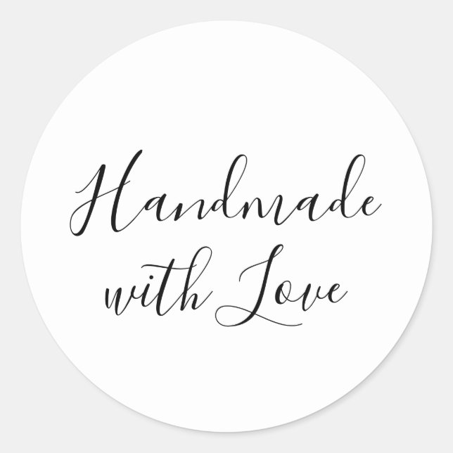Handgefertigt mit Liebe | Weißer Aufkleber (Vorderseite)