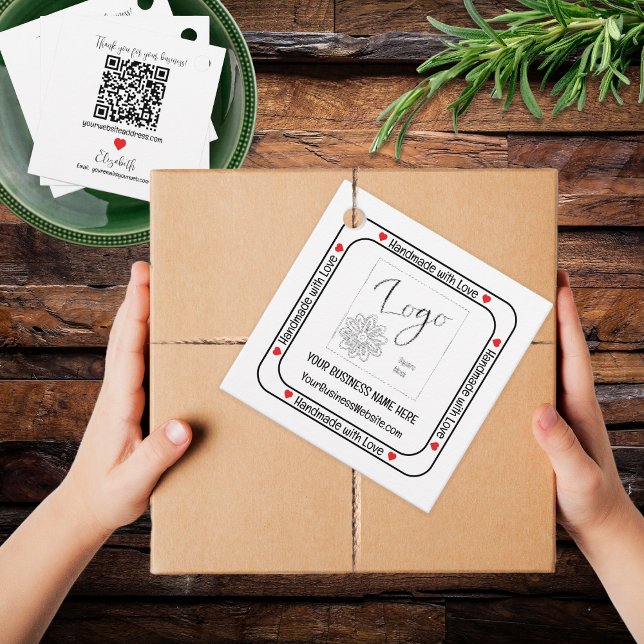Handgefertigt mit Liebe-Werbebeilage Geschenkanhänger (Minimalist "Handmade with Love" Business and Promotional Promo Insert Favor Tags - White)