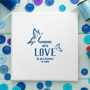 Handgefertigt mit Liebe Zitat mit Schmetterlingen Gummistempel