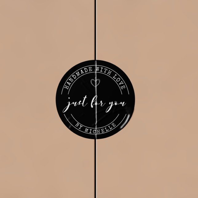 Handgefertigt mit Personalisierter Monogramm-Aufkl Runder Aufkleber (Von Creator hochgeladen)