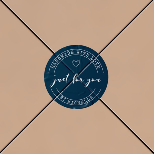 Handgefertigt mit Personalisierter Monogramm-Aufkl Runder Aufkleber (Von Creator hochgeladen)