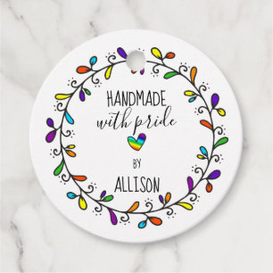 Handgefertigt mit Stolz Regenbogen 🌈 zweiseitiger Geschenkanhänger