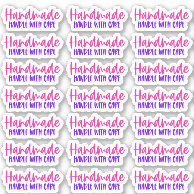 Handgefertigt, mit Vorsicht handgefertigt - Vinyl- Aufkleber (Vorderseite)