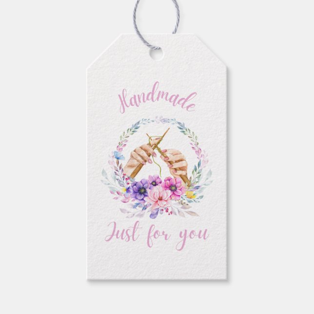 Handgefertigt nur für Sie - Blumenhände in Liebe Geschenkanhänger (Vorderseite)