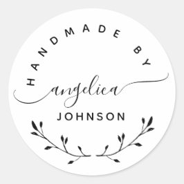 Handgefertigt von Elegant Script Botanical  Runder Aufkleber