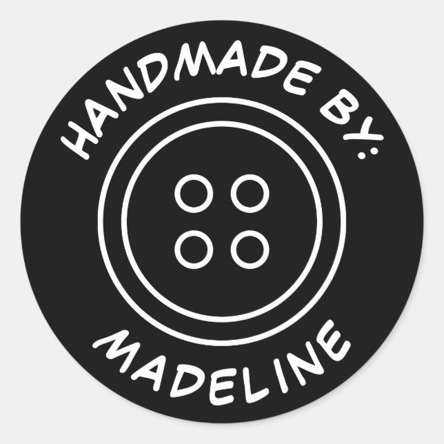 Handgefertigt von | Name hinzufügen Runder Aufkleber (Vorderseite)