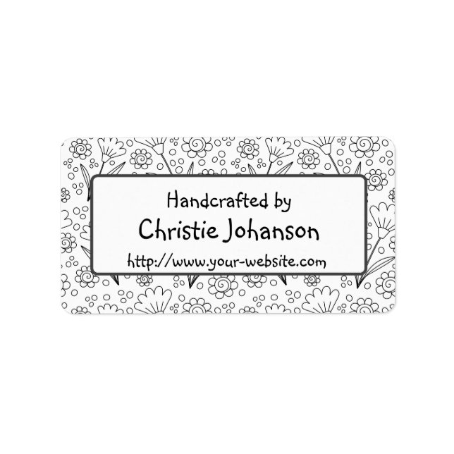 Handgefertigt von - niedlichen, trendigen Doodle-B Adressaufkleber (Vorne)