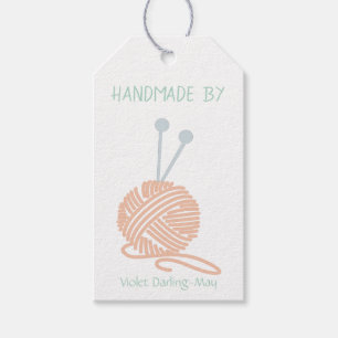 Handgefertigt von - Strickgarn und Pflegehinweise Geschenkanhänger