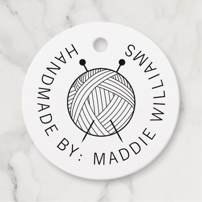 Handgefertigt von | Text hinzufügen | Garnstumpf Geschenkanhänger (Vorderseite)