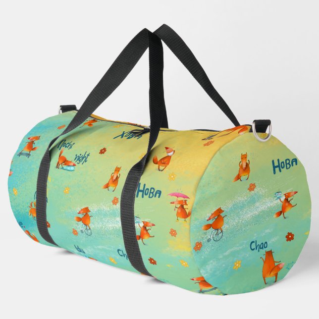 Handgefertigte Aquarellbilder Duffle Bag (Linke Ecke)