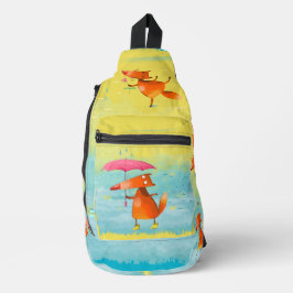 Handgefertigte Aquarellfarben Funny Fox Crossbody Bag