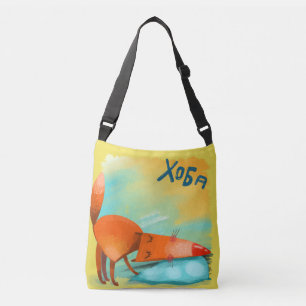 Handgefertigte Aquarellfarben Funny Fox Tragetaschen Mit Langen Trägern