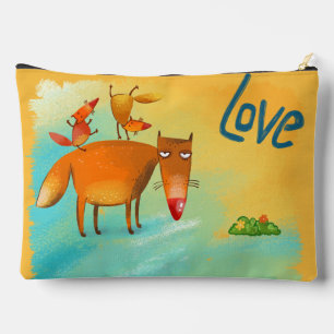 Handgefertigte Aquarellfarben Funny Fox Zubehörtasche