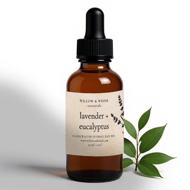 Handgefertigte Aromatherapie Essential Oil Kraft B Rechteckiger Aufkleber (essential oil bottle label kraft botanical custom packaging artisan maker business gifting christmas)