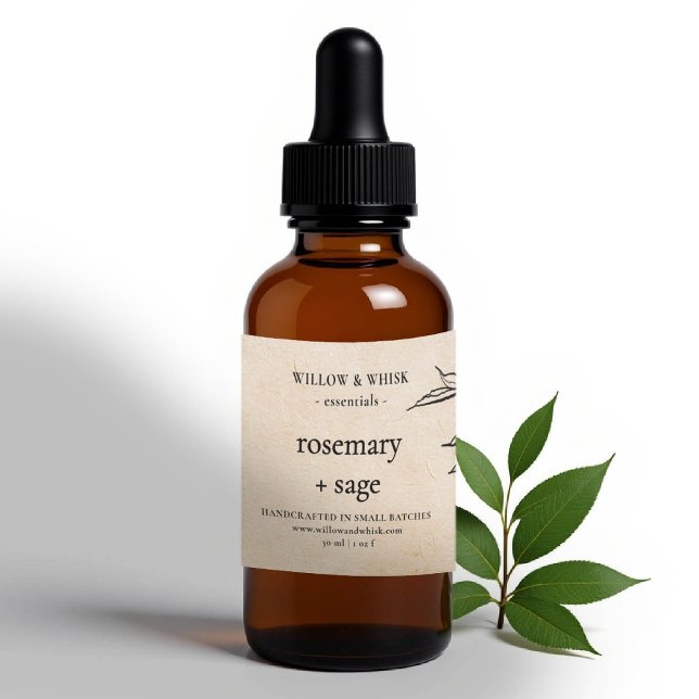 Handgefertigte Aromatherapie Essential Oil Kraft L Rechteckiger Aufkleber (essential oil bottle label kraft botanical leaf custom packaging artisan maker business gifting)