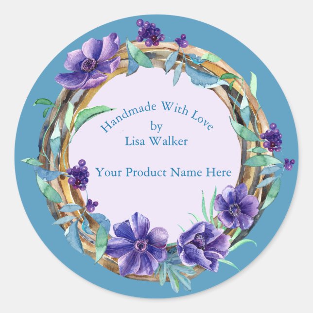 Handgefertigte Artikelbezeichnungen Rustikaler Kle Runder Aufkleber (Vorderseite)