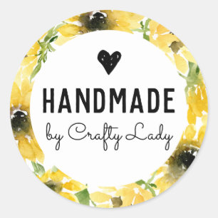 Handgefertigte Aufkleber - Wasserfarben-Sonnenblum