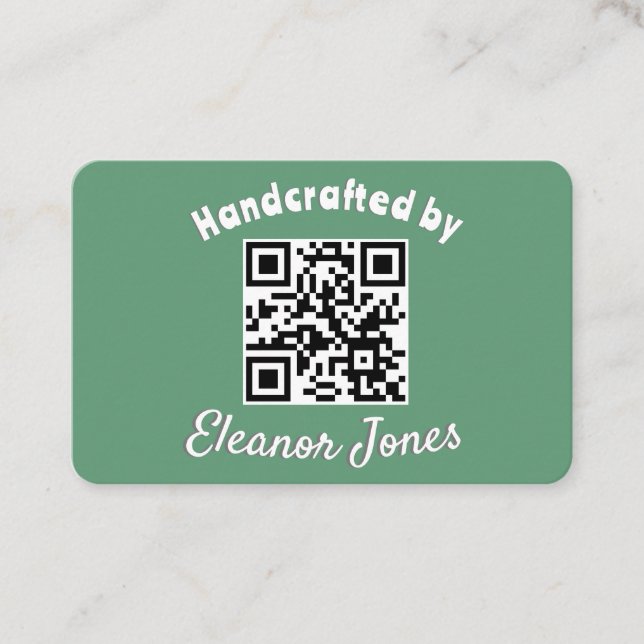 Handgefertigte Bespoke Crafts Green QR Code Stilvo Visitenkarte (Vorderseite)