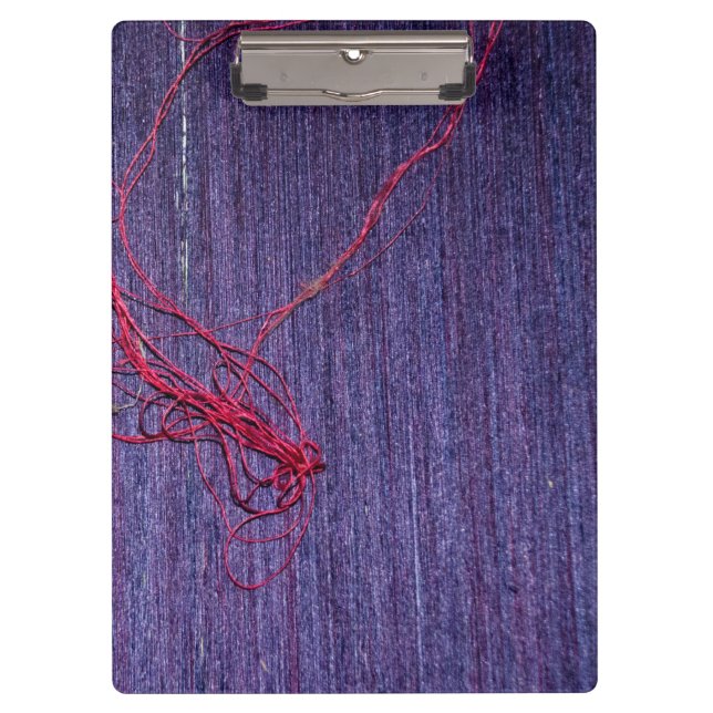 Handgefertigte blauthailändische Seide mit rotem T Klemmbrett (Vorderseite)