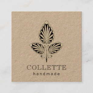 Handgefertigte Blume Logo Kraft Quadratische Visitenkarte