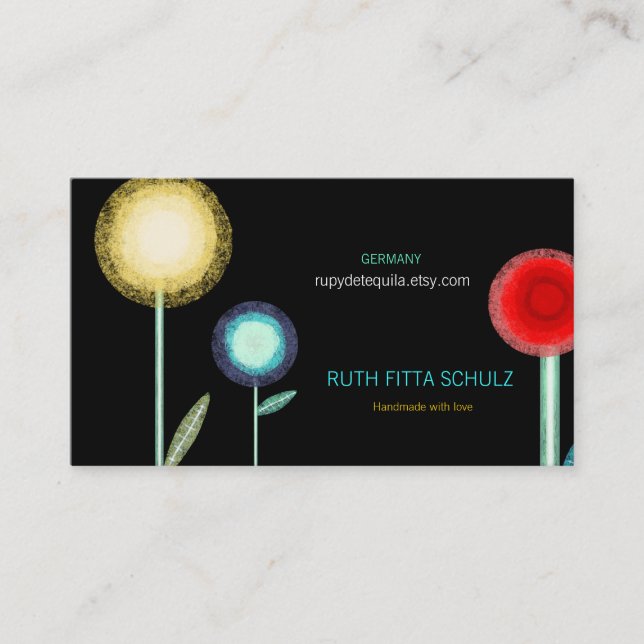 Handgefertigte Blume sichern Visitenkarte (Vorderseite)