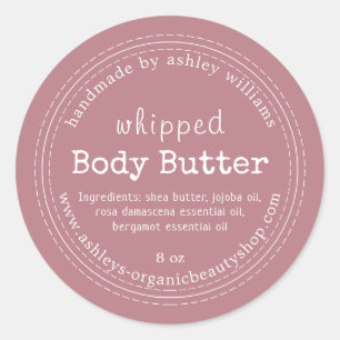Handgefertigte Body Butter Bio Business Dusty Rose Runder Aufkleber
