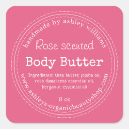 Handgefertigte Body Butter Bio Business Hot Pink C Quadratischer Aufkleber