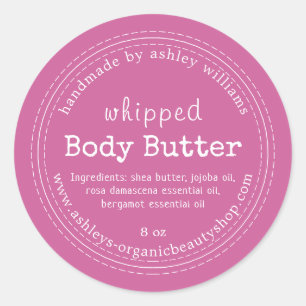 Handgefertigte Body Butter Bio Business Pink Class Runder Aufkleber