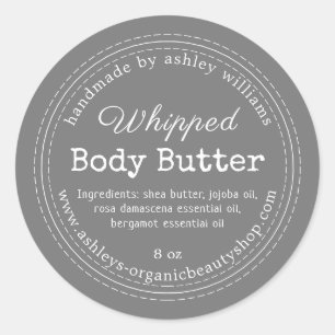 Handgefertigte Body Butter Dunkelgrau Bio Jar Labe Runder Aufkleber
