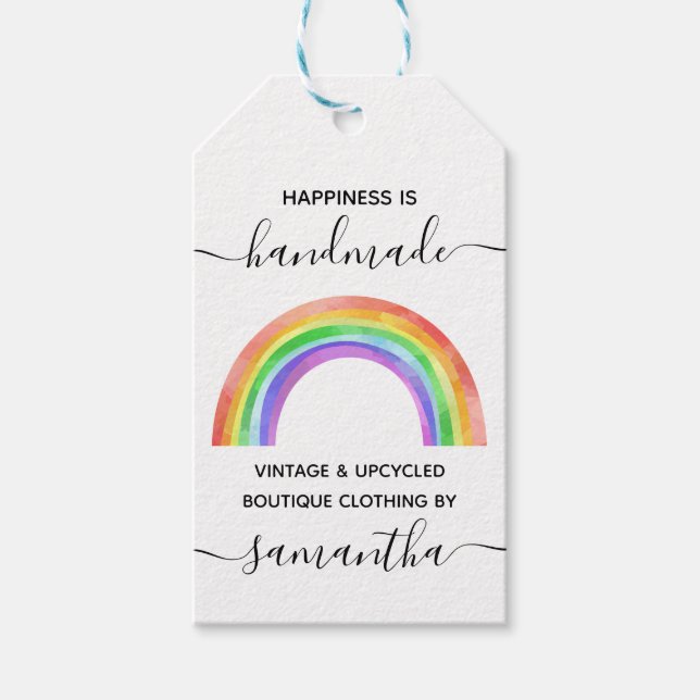 Handgefertigte farbenfrohe Regenbogen-bearbeitungs Geschenkanhänger (Vorderseite)