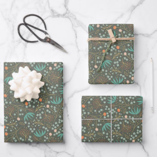Handgefertigte farbige Weihnachtsblumen-Blume Geschenkpapier Set