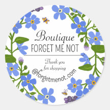 Handgefertigte Firmenlabels, blau florale Aufklebe