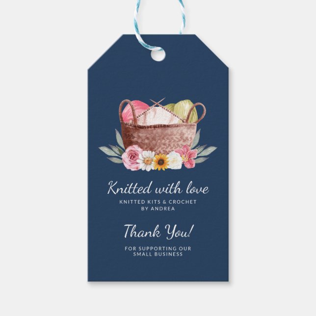 Handgefertigte Garne Crochet mit Liebe Danke Geschenkanhänger (Vorderseite)