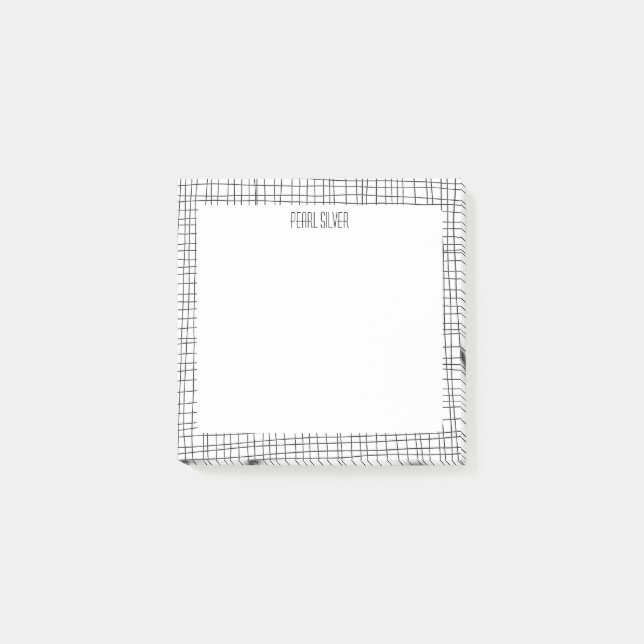 Handgefertigte Gitterlinien CUSTOM Monogramm Perso Post-it Klebezettel (Vorderseite)