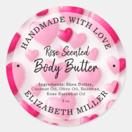 Handgefertigte Herzen mit Liebe Runder Aufkleber