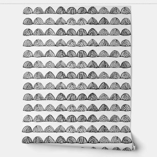 Handgefertigte Hügel: Bold Scallop Doodle Tapete